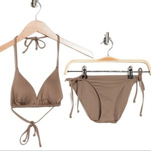 NWT Becca Triangle Top D & Side Tie Bikini Bottom in Earth M
